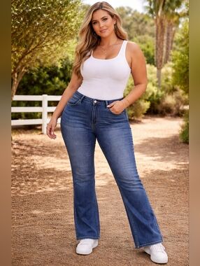 Lee Flex Motion Bootcut Jeans Women 18W NWT Mid Rise Stretch Medium Wash Plus